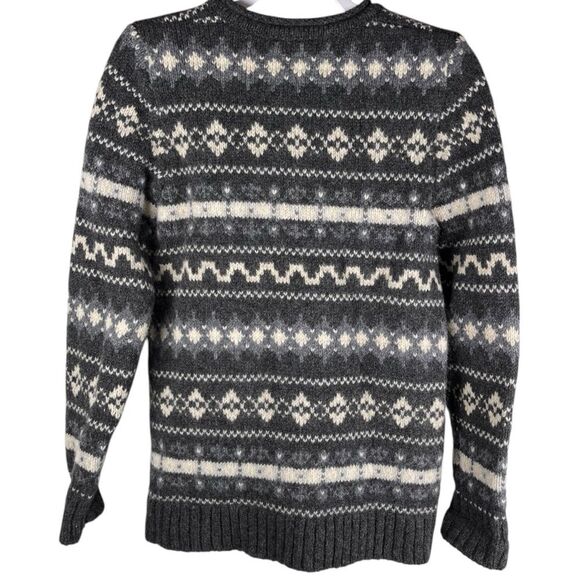 L.L. Bean womens small Fair isle grey 100% lambswool sweater women's medium - Picture 2 of 6